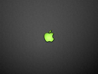 обои для рабочего стола: Зеленый логотип Apple на сером фоне