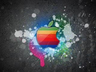 обои Логотип Apple, заляпанный касками фото