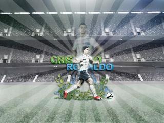 обои Cristiano Ronaldo - коллаж с трибунами фото
