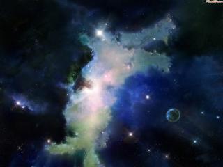 обои Звездная галактика в голубых тонах фото