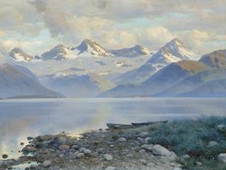 обои Константин КРЫЖИЦКИЙ (1858 — 1911). Озеро в горах фото