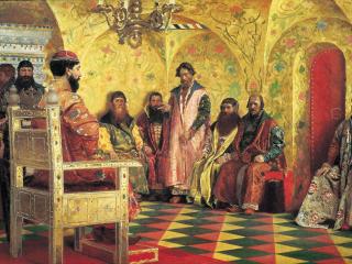 обои для рабочего стола: Сидение царя Михаила Фёдоровича с боярами