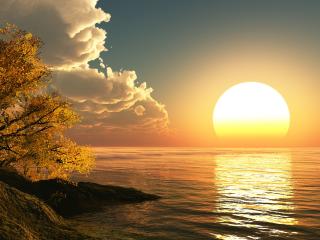 обои Закат солнца над морем фото