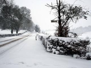обои Зимняя дорога вся в снегу фото
