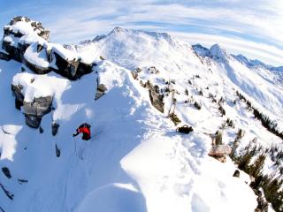 обои для рабочего стола: Лыжник спускается с гор, Канада