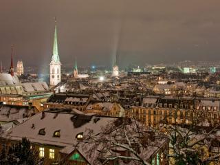 обои Зимний городской пейзаж фото
