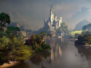 обои Замок в живопистном ландшафте фото