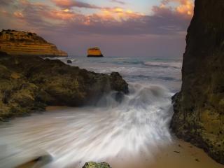 обои Скалы, море и песок фото