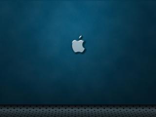 обои Стальной логотип Apple на синем фоне фото