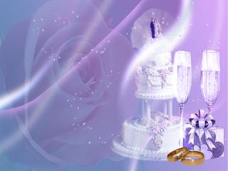 обои Свадебный торт и бокалы в фиолетовом цвете фото