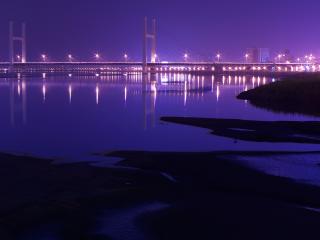 обои Фиолетовый ночной мост фото