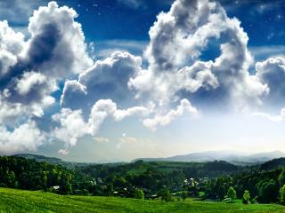 обои Красивые облака на долиной фото