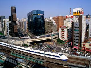 обои Bullet Train,   Ginza District,   Tokyo,   Japan фото