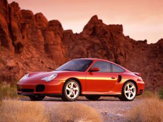 обои Porsche 911 Turbo Red Front Angle Mountainview фото