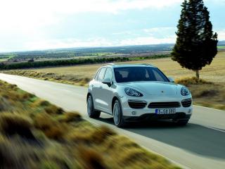 обои для рабочего стола: Porsche Cayenne 2010 едет по дороге