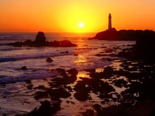 обои Golden Sunset over Pigeon Point,   San Mateo County,   California фото