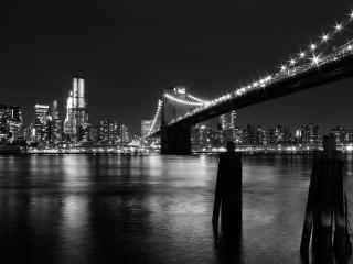 обои Ночной город и его мост фото