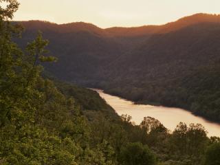 обои Sunset Glow on the New River,   New River Gorge National River,   West Virginia фото