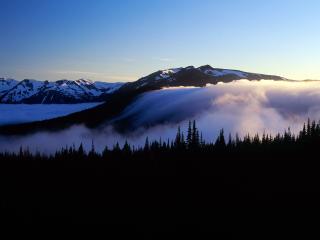 обои Fog and Olympic Mountains,   Olympic National Park,   Washington фото