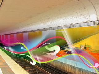 обои Разноцветные линии из тоннеля фото