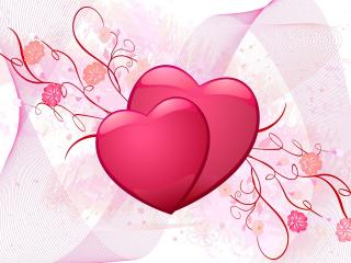 обои Красивые сердечки на розовом полотне фото