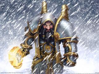 обои Дварф с золотым молотом в снежную бурю фото