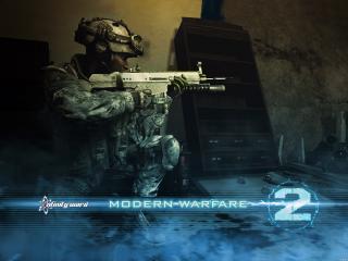 обои Modern warfare 2 - Солдат в полуприседе фото