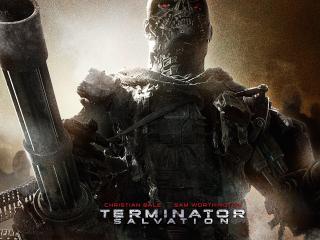 обои Terminator Salvation - Терминатор с пулеметом фото