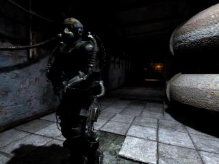 обои S.T.A.L.K.E.R - солдат в темном помещении фото