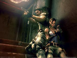 обои для рабочего стола: Resident Evil - парень и девушка