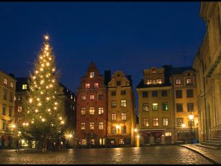 обои Рождественские огни на городской площади фото