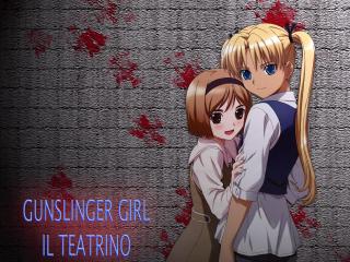 обои Gunslinger Girl - Девушки у кровавой стены фото