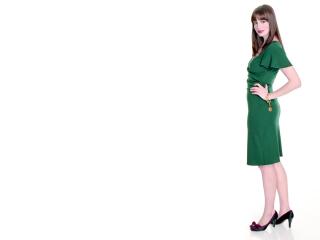 обои Anne Hathaway в зеленом платье фото