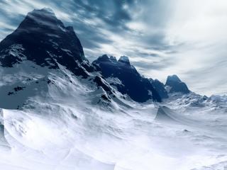 обои Безмолвные заснеженные горы в ясную погоду фото