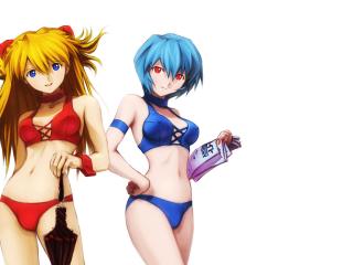 обои Evangelion - Две девушки в купальниках фото