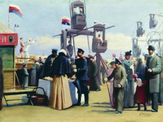 обои для рабочего стола: Константин МАКОВСКИЙ (1839-1915). Московские балаганы. Холст,   масло