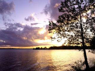 обои Утренний восход солнца над озером фото