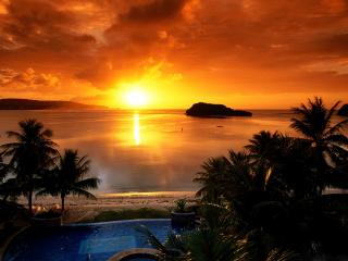 обои Утренний восход солнца в тропиках фото
