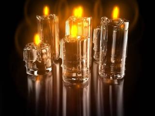 обои Прозрачные свечи со ярким огнем фото