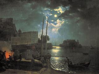 обои Лунная ночь в Неаполе. 1828 фото