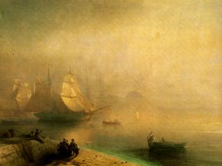 обои Айвазовский Иван Константинович-Неаполитанский залив в туманное утро фото