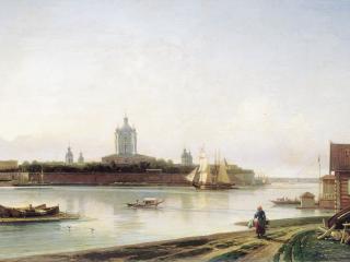 обои Вид Смольного монастыря с Большой Охты. 1870-е фото