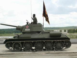 обои для рабочего стола: Т-34 с флагом