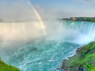 обои Большой водопад с радугой над ним фото