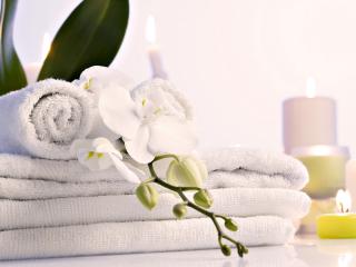 обои Чистые полотенца, декор, свечи фото