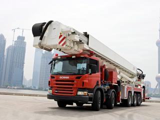 обои для рабочего стола: Scania кран на фоне города