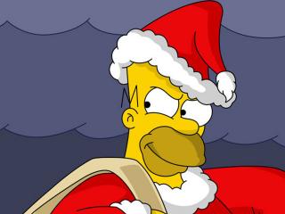 обои Гомер Симпсон - Санта Клаус фото