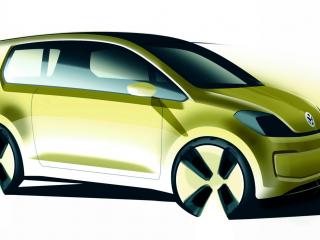 обои 2010 Volkswagen E-Up Concept желтая зарисовка фото