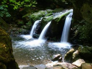 обои Небольшой тройной лесной водопад фото