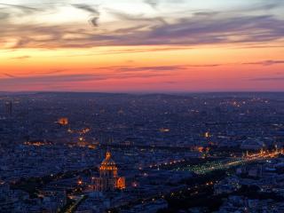 обои Изумительный панорамный вид вечернего города на закате фото